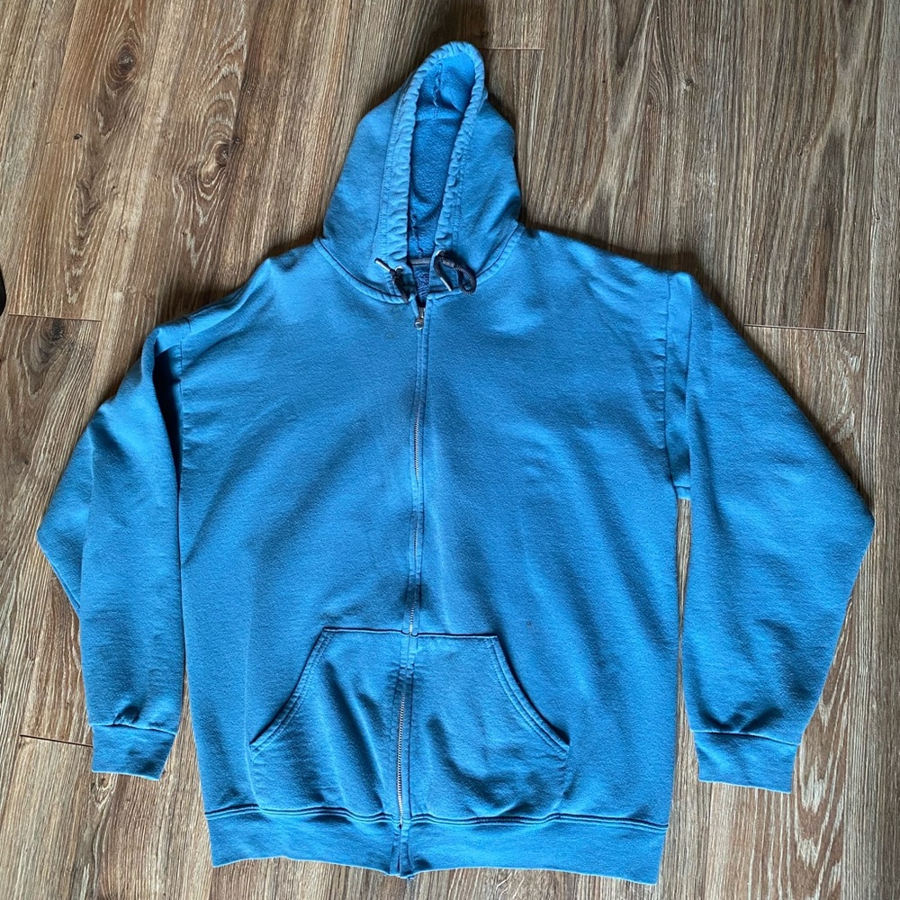 Vintage Fruit of the Loom Blue Zip-Up Hoodie